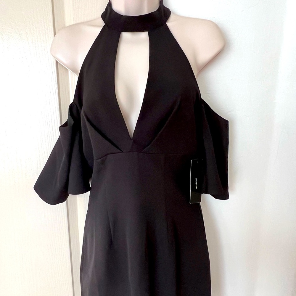 Black brand new lulus dress halter off shoulder